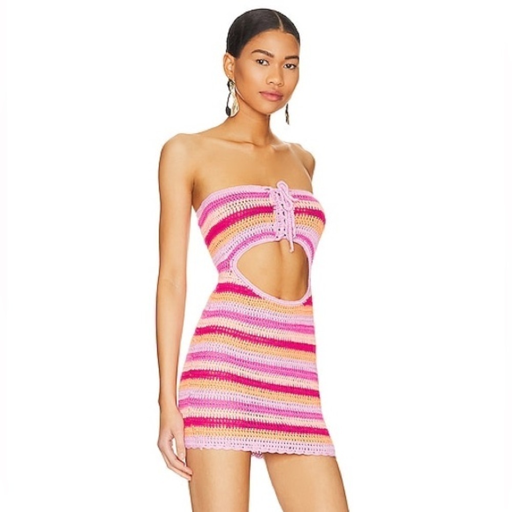 NWT Lovers and Friends Alexia Mini Dress in Pink Multi - size Medium